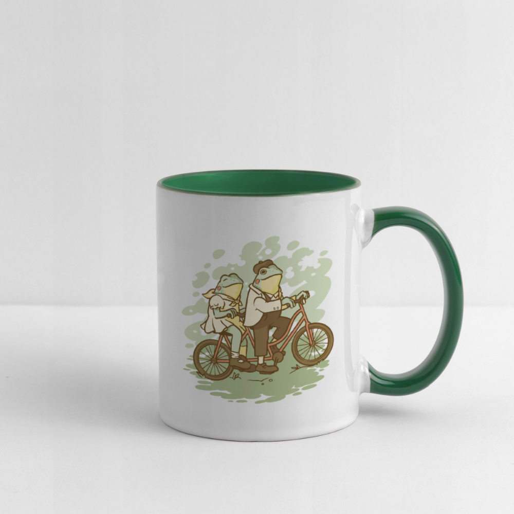 Tasse "Fahrrad Frösche" - Weiß/Dunkelgrün