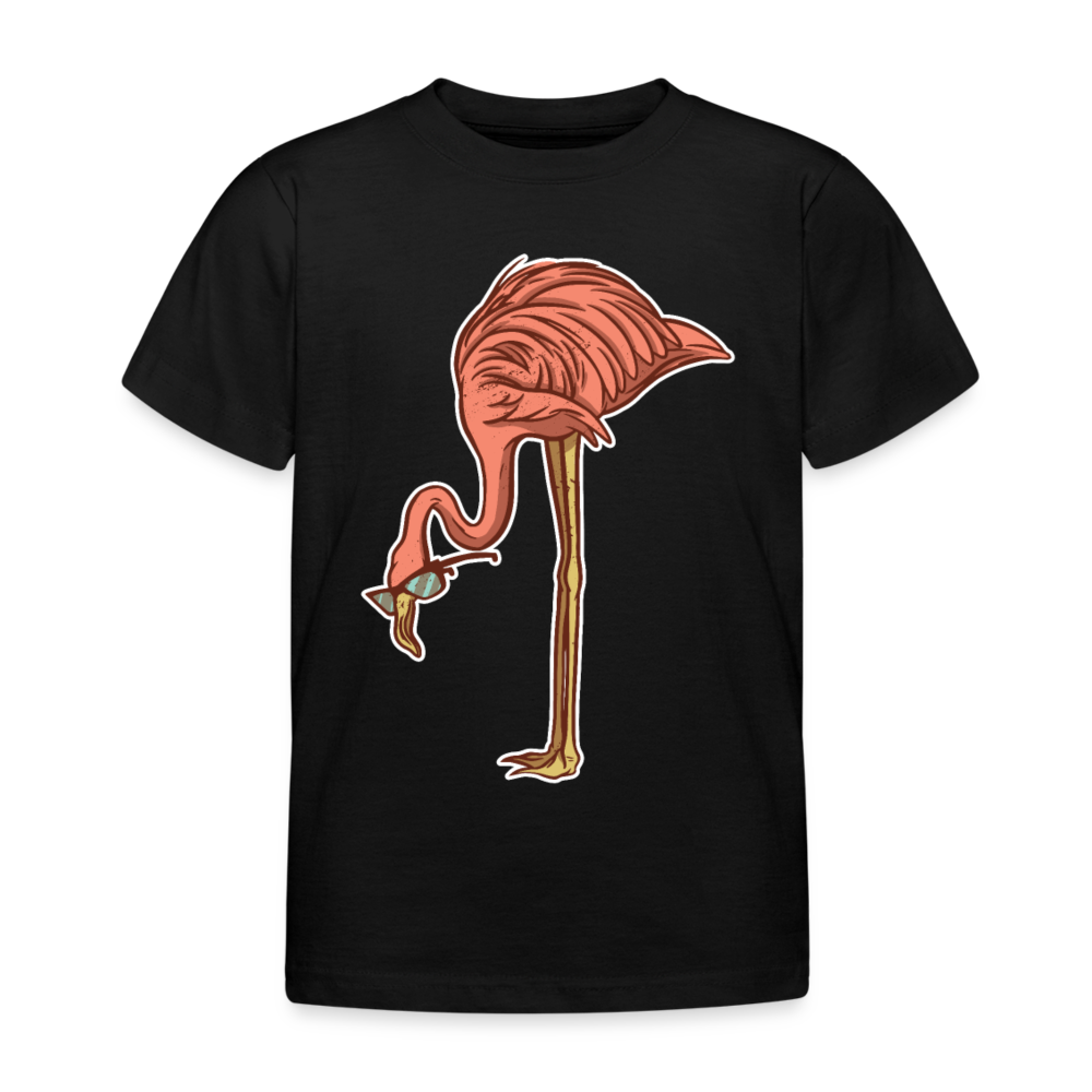 Kinder T-Shirt "Flamingo mit Sonnenbrille" - Schwarz