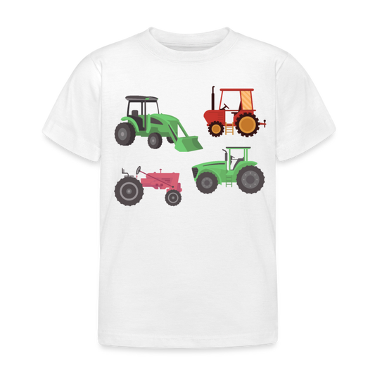 Kinder T-Shirt "4 Traktoren" - Weiß