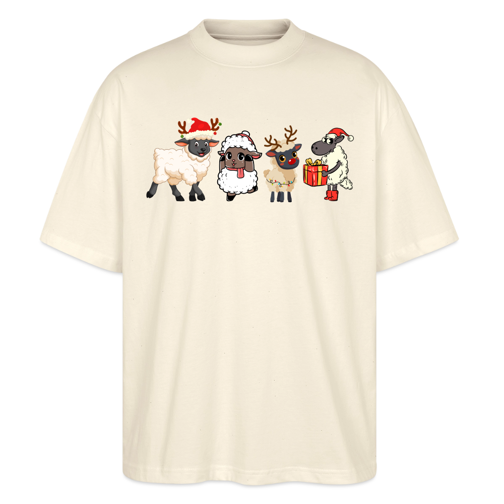 Unisex Oversize Bio-T-Shirt "Lustige Weihnachts-Schafe" - Natur