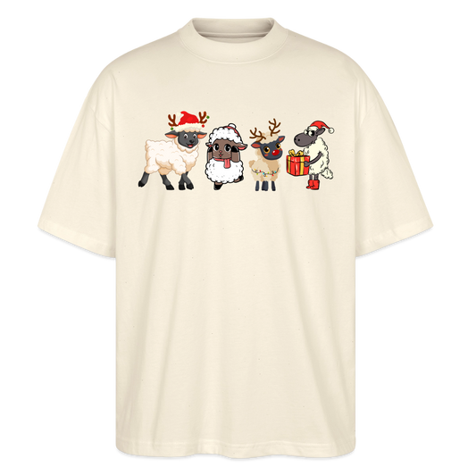 Unisex Oversize Bio-T-Shirt "Lustige Weihnachts-Schafe" - Natur
