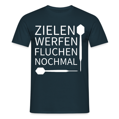 Männer T-Shirt "Zielen Werfen Fluchen Nochmal" - Navy