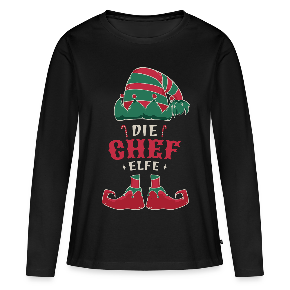 Frauen Premium Langarmshirt "Chef Elfe" - Schwarz