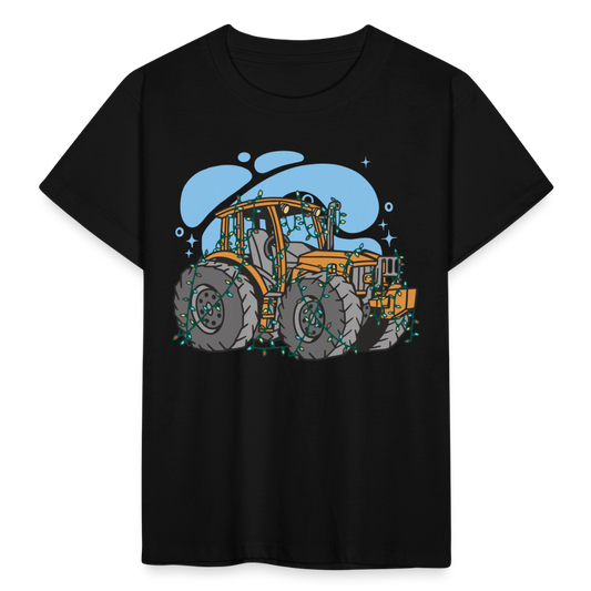 Kinder T-Shirt "Weihnachten Traktor" - Schwarz