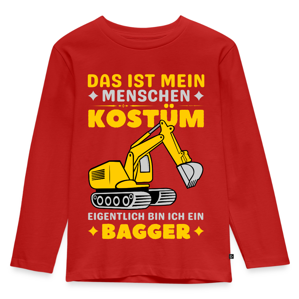 Kinder Langarmshirt "Eigentlich bin ich ein Bagger" - Rot