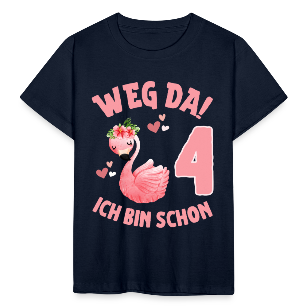 Kinder T-Shirt "Weg da! Ich bin schon 4" (Flamingo-Motiv) - Navy