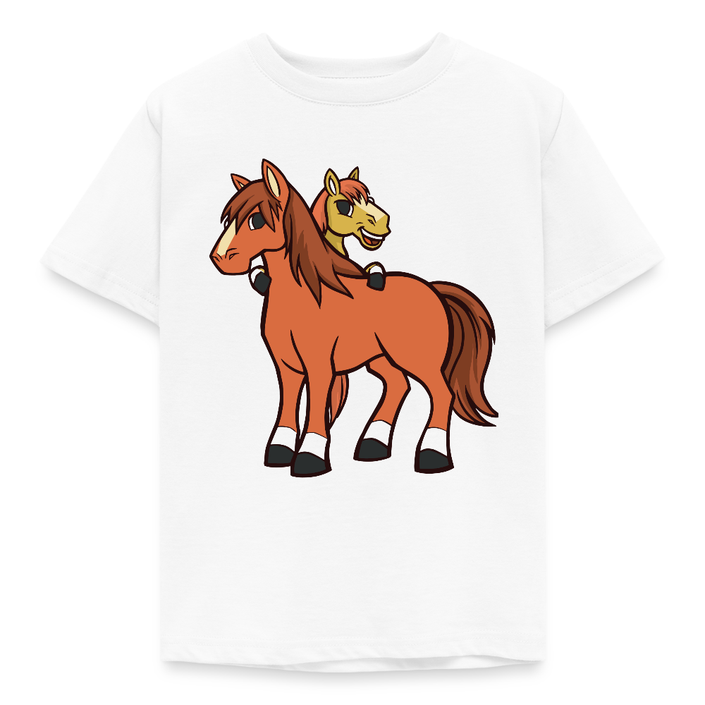 Kinder T-Shirt "Pferde im Cartoon-Stil" - Weiß