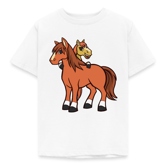 Kinder T-Shirt "Pferde im Cartoon-Stil" - Weiß