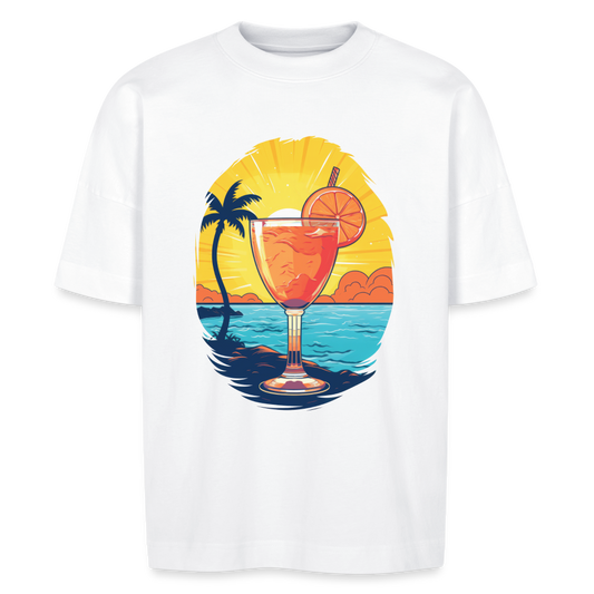 Unisex Oversize Bio-T-Shirt "Cocktailglas" - Weiß