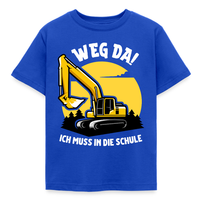 Kinder T-Shirt "Weg da! Ich muss in die Schule" (Bagger) - Royalblau