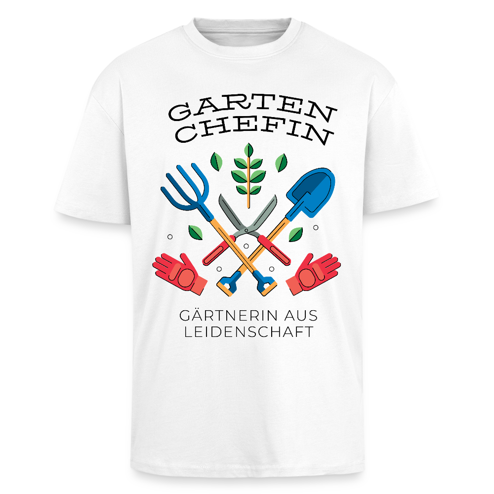 Oversize T-Shirt "Garten Chefin" - Weiß