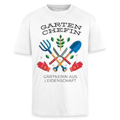 Oversize T-Shirt "Garten Chefin" - Weiß