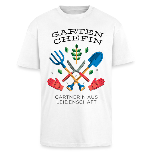Oversize T-Shirt "Garten Chefin" - Weiß