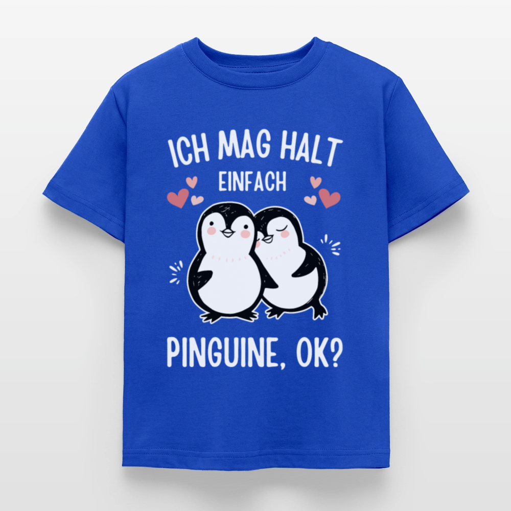 Kinder T-Shirt "Ich mag halt einfach Pinguine" - Royalblau
