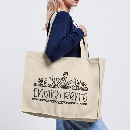 Einkaufstasche "Endlich Rente" (Blumenmotiv) - Naturweiß