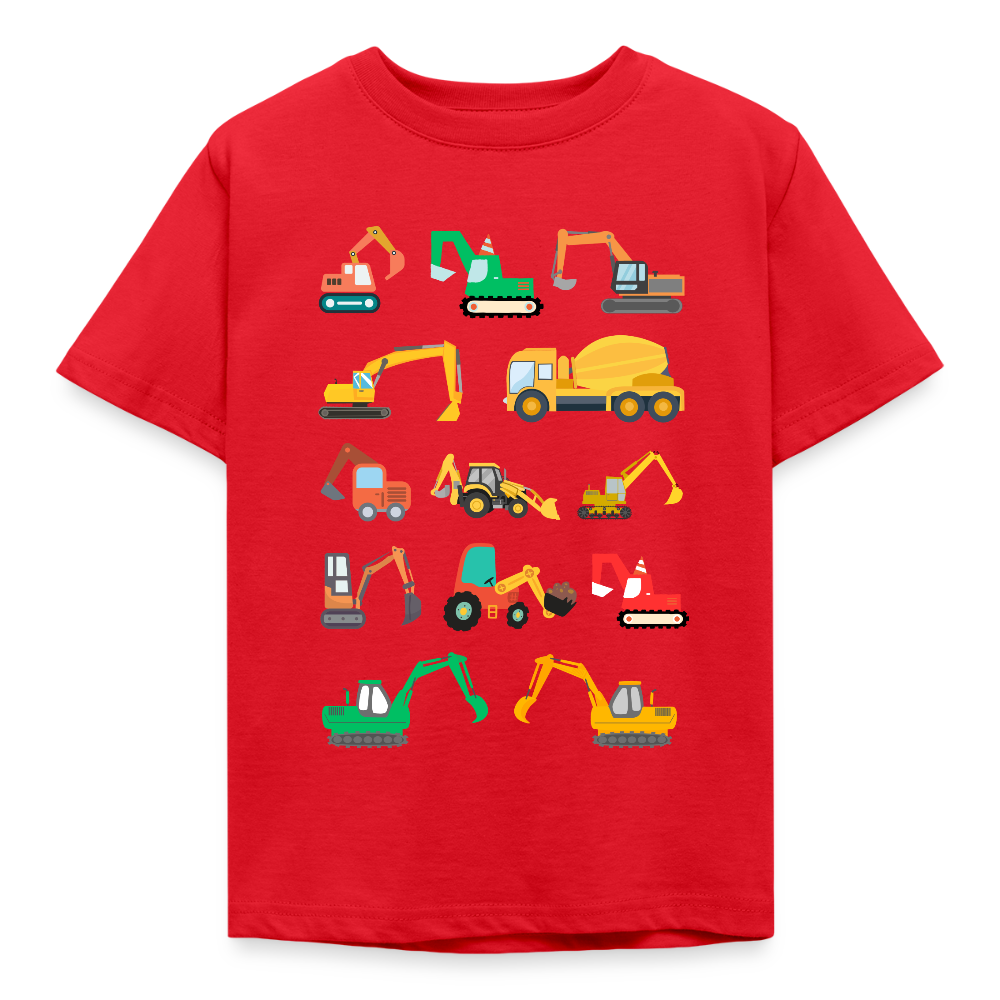 Kinder T-Shirt "Viele Bagger" - Rot