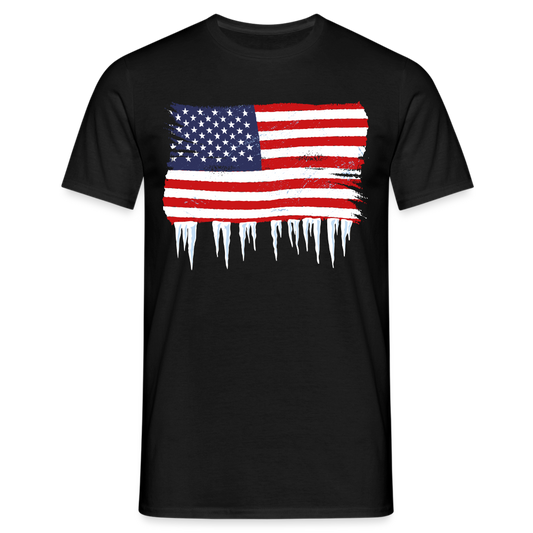 Männer T-Shirt "USA Flagge mit Eiszapfen" - Schwarz