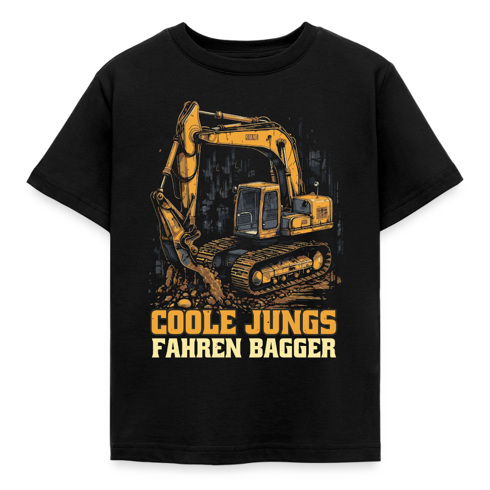 Kinder T-Shirt "Coole Jungs fahren Bagger" - Schwarz