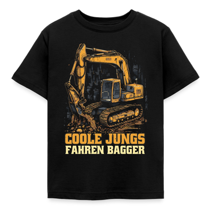 Kinder T-Shirt "Coole Jungs fahren Bagger" - Schwarz