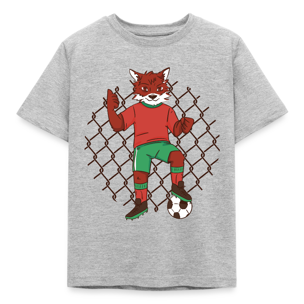 Kinder T-Shirt "Fuchs als Fußballer" - Grau meliert