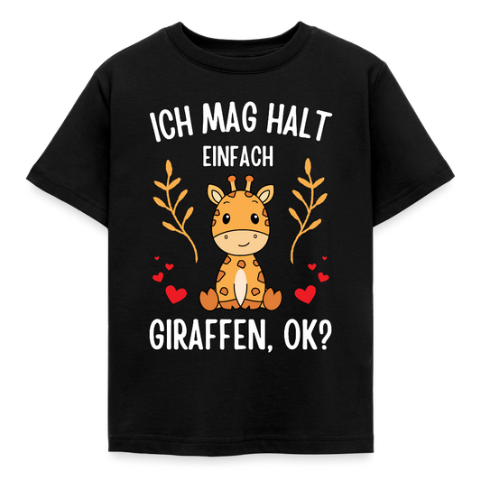 Kinder T-Shirt "Ich mag halt einfach Giraffen, ok?" - Schwarz
