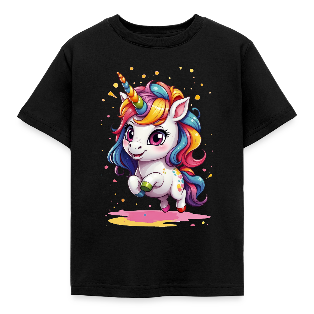 Kinder T-Shirt "Super niedliches Einhorn" - Schwarz