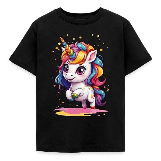 Kinder T-Shirt "Super niedliches Einhorn" - Schwarz