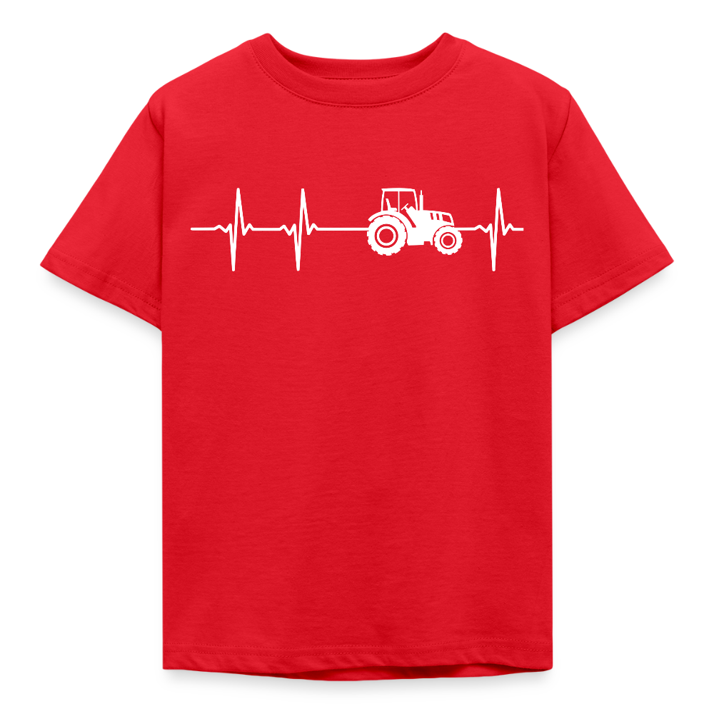 Kinder T-Shirt "Weißer Traktor Herzschlag" - Rot