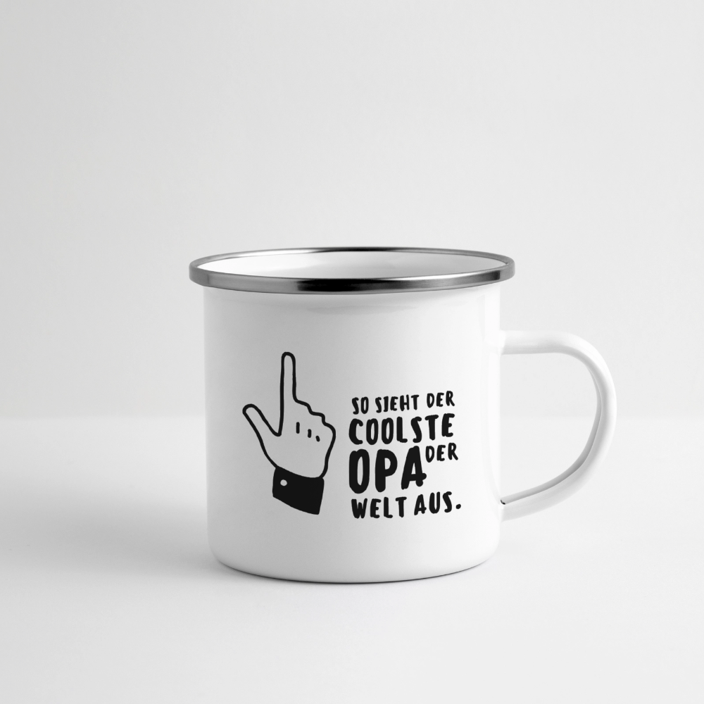 Emaille-Tasse "Coolste Opa der Welt" - Weiß