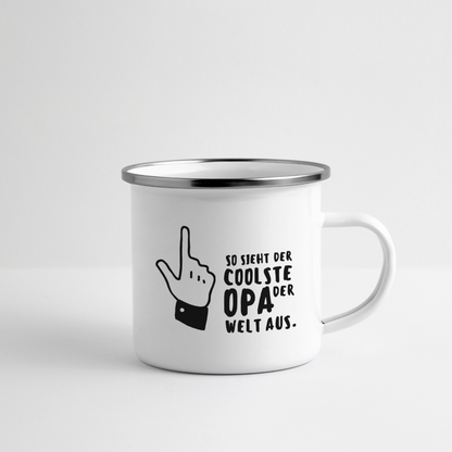 Emaille-Tasse "Coolste Opa der Welt" - Weiß