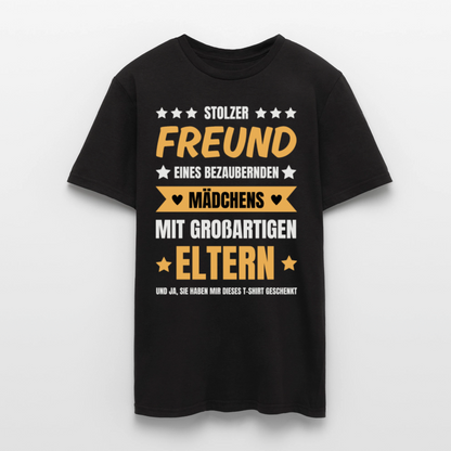 Männer T-Shirt "Stolzer Freund eines bezaubernden Mädchens" - Schwarz