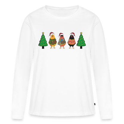 Bio-Langarmshirt "Weihnachtshühner" - Weiß