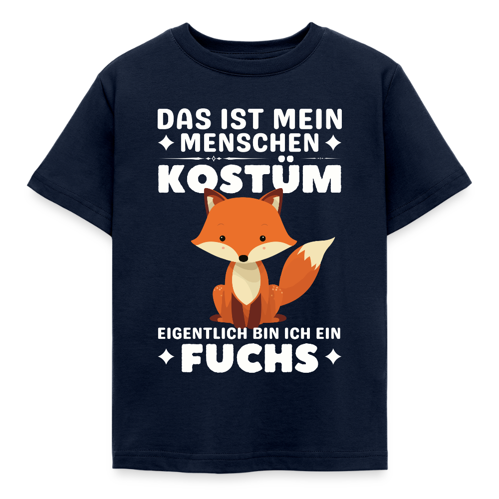 Kinder T-Shirt "Das ist mein Menschen Kostüm, eigentlich bin ich ein Fuchs" - Navy