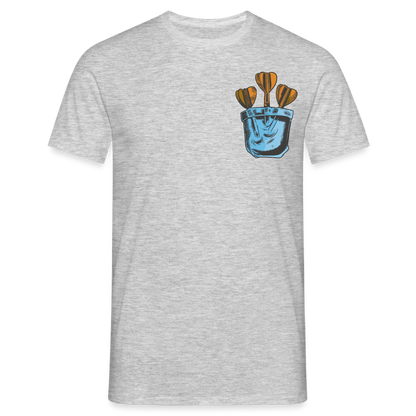 Männer T-Shirt "Dartpfeile in Brusttaschen-Optik" - Grau meliert