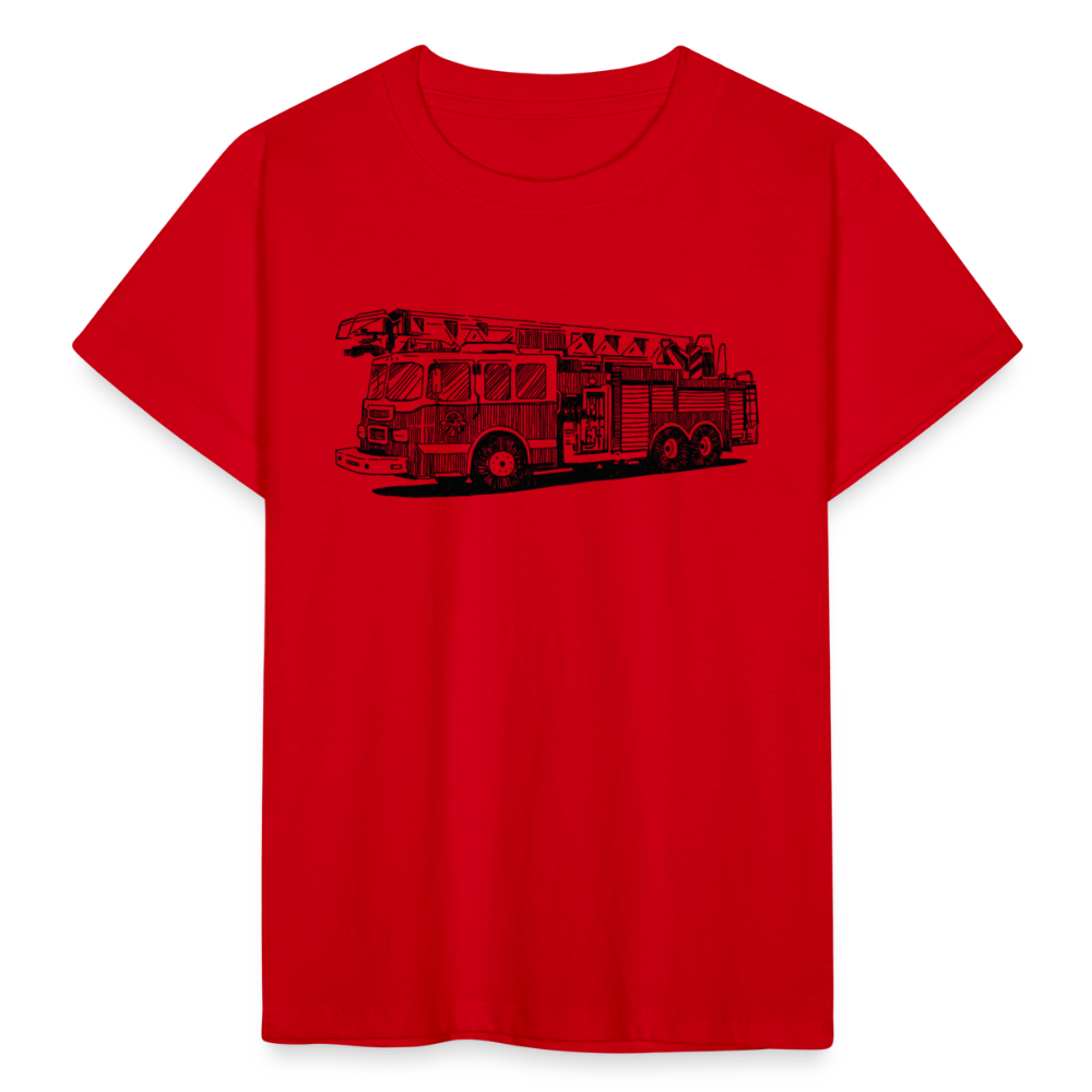 Kinder T-Shirt "Feuerwehrauto" - Rot