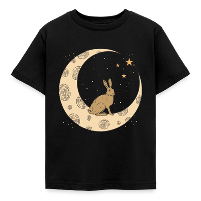 Kinder T-Shirt "Hase auf dem Mond" - Schwarz