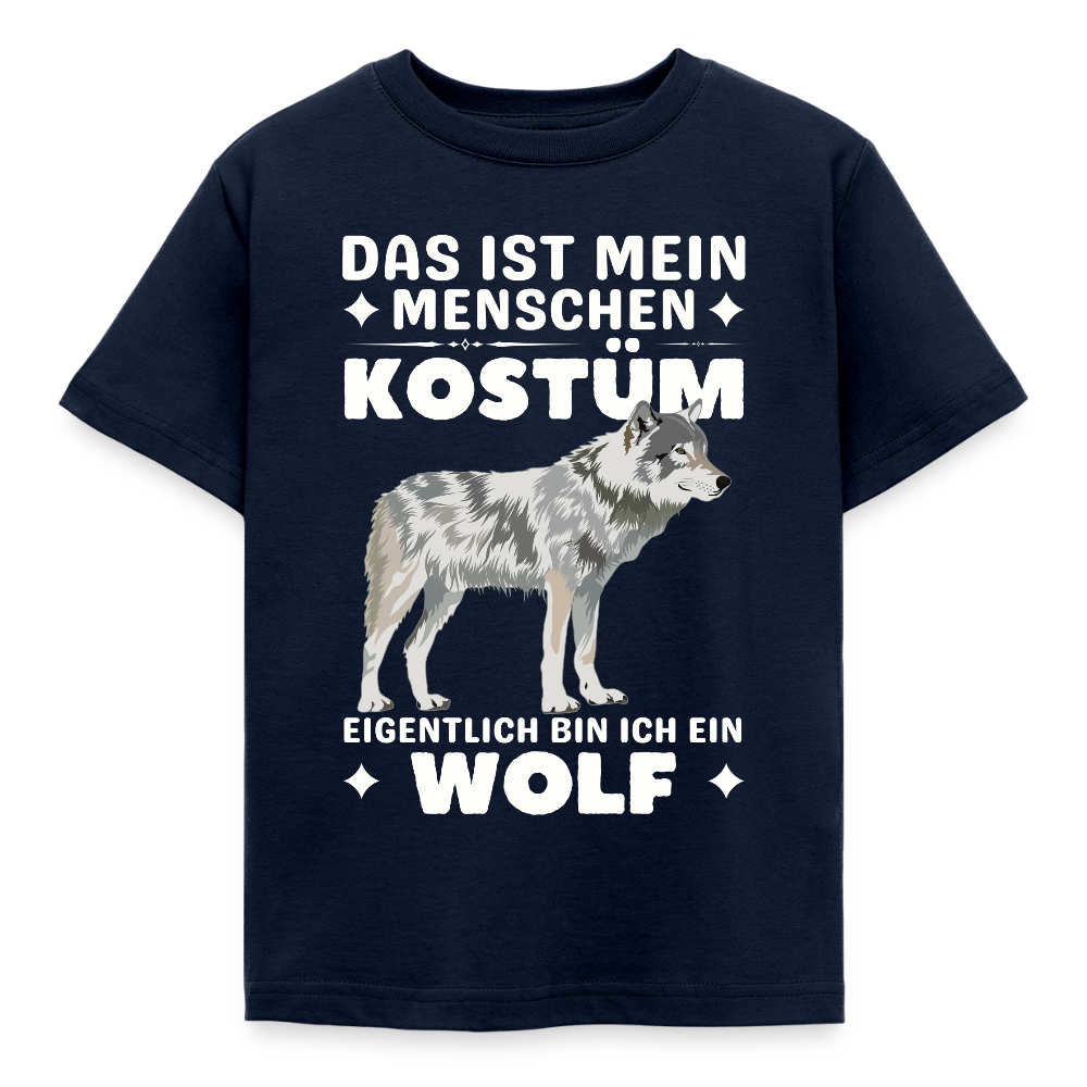 Kinder T-Shirt "Das ist mein Menschen Kostüm, eigentlich bin ich ein Wolf" - Navy