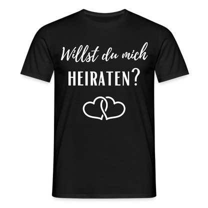 Männer T-Shirt "Willst du mich heiraten?" (2 Herzen) - Schwarz
