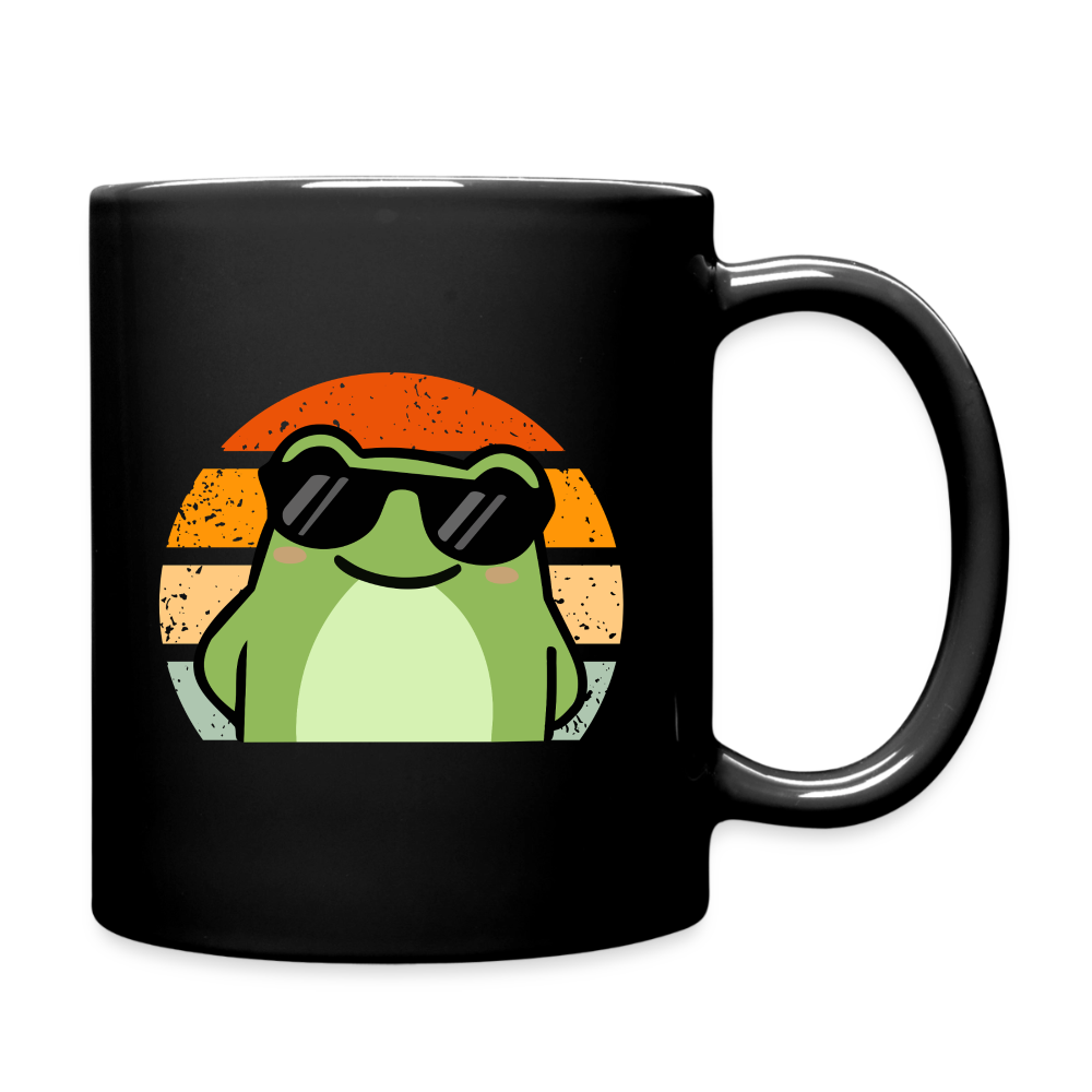 Tasse "Cooler Frosch" (Retro-Stil) - Schwarz
