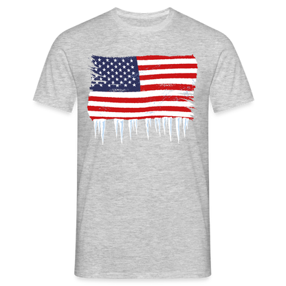 Männer T-Shirt "USA Flagge mit Eiszapfen" - Grau meliert