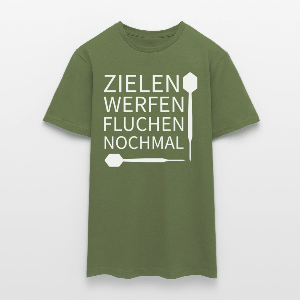 Männer T-Shirt "Zielen Werfen Fluchen Nochmal" - Militärgrün