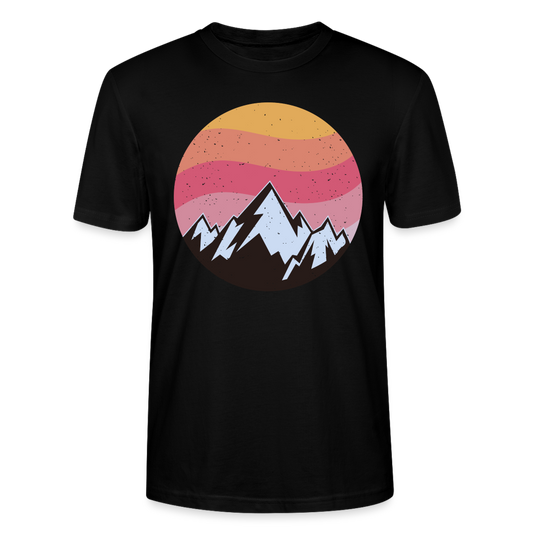 Männer Bio-T-Shirt "Berge im Retro-Sonnenuntergang" - Schwarz