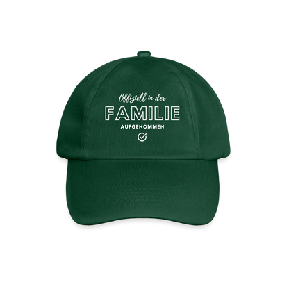 Baseballkappe "Offiziell in der Familie aufgenommen" - Flaschengrün
