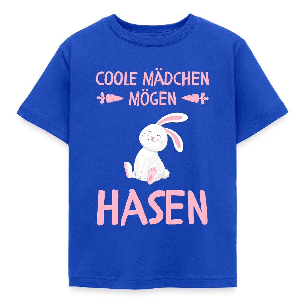 Kinder T-Shirt "Coole Mädchen mögen Hasen" - Royalblau