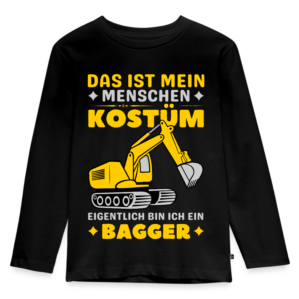 Kinder Langarmshirt "Eigentlich bin ich ein Bagger" - Schwarz