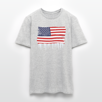 Männer T-Shirt "USA Flagge mit Eiszapfen" - Grau meliert