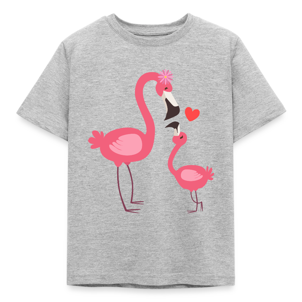 Kinder T-Shirt "Flamingo Familie" - Grau meliert