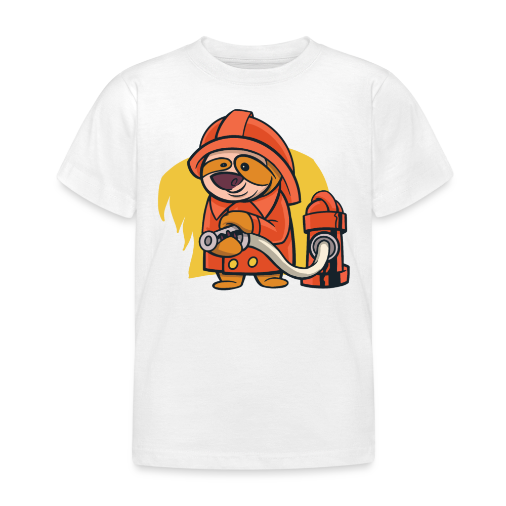 Kinder T-Shirt "Faultier-Feuerwehrmann" - Weiß