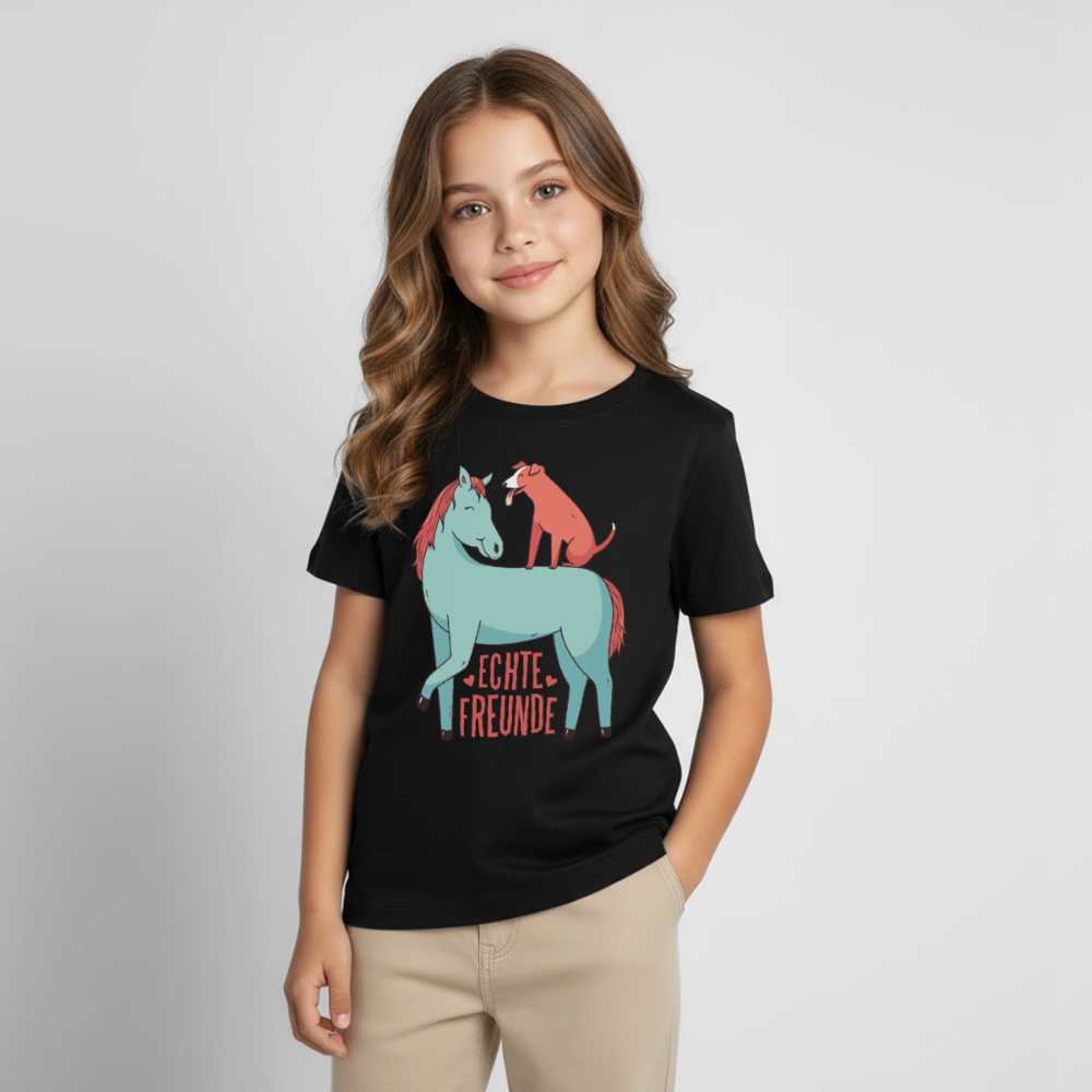 Kinder T-Shirt "Echte Freunde" - Schwarz