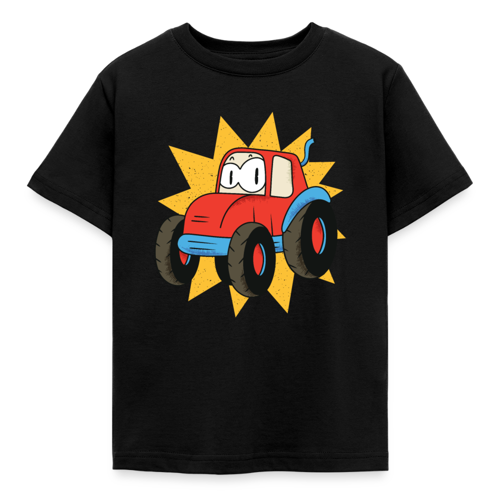 Kinder T-Shirt "Traktor im Cartoon-Stil" - Schwarz